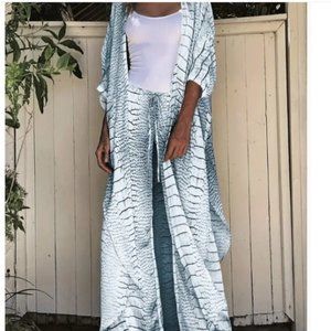 Coverup Black Grey Kimono Duster & Pants sz M/12 NEW